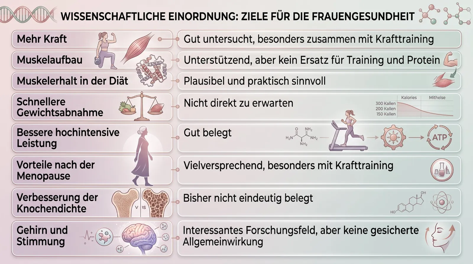 Abbildung zum Artikel: Kreatin für Frauen: Wirkung, Vorteile und richtige Einnahme