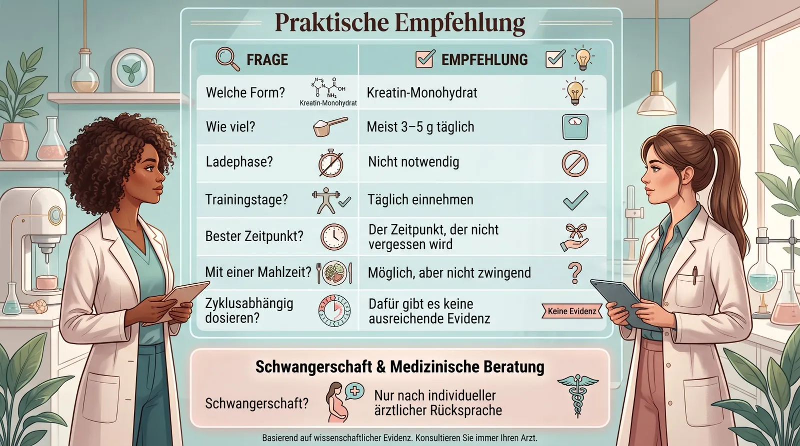 Empfehlung zur Einnahme von Kreatin bei Frauen