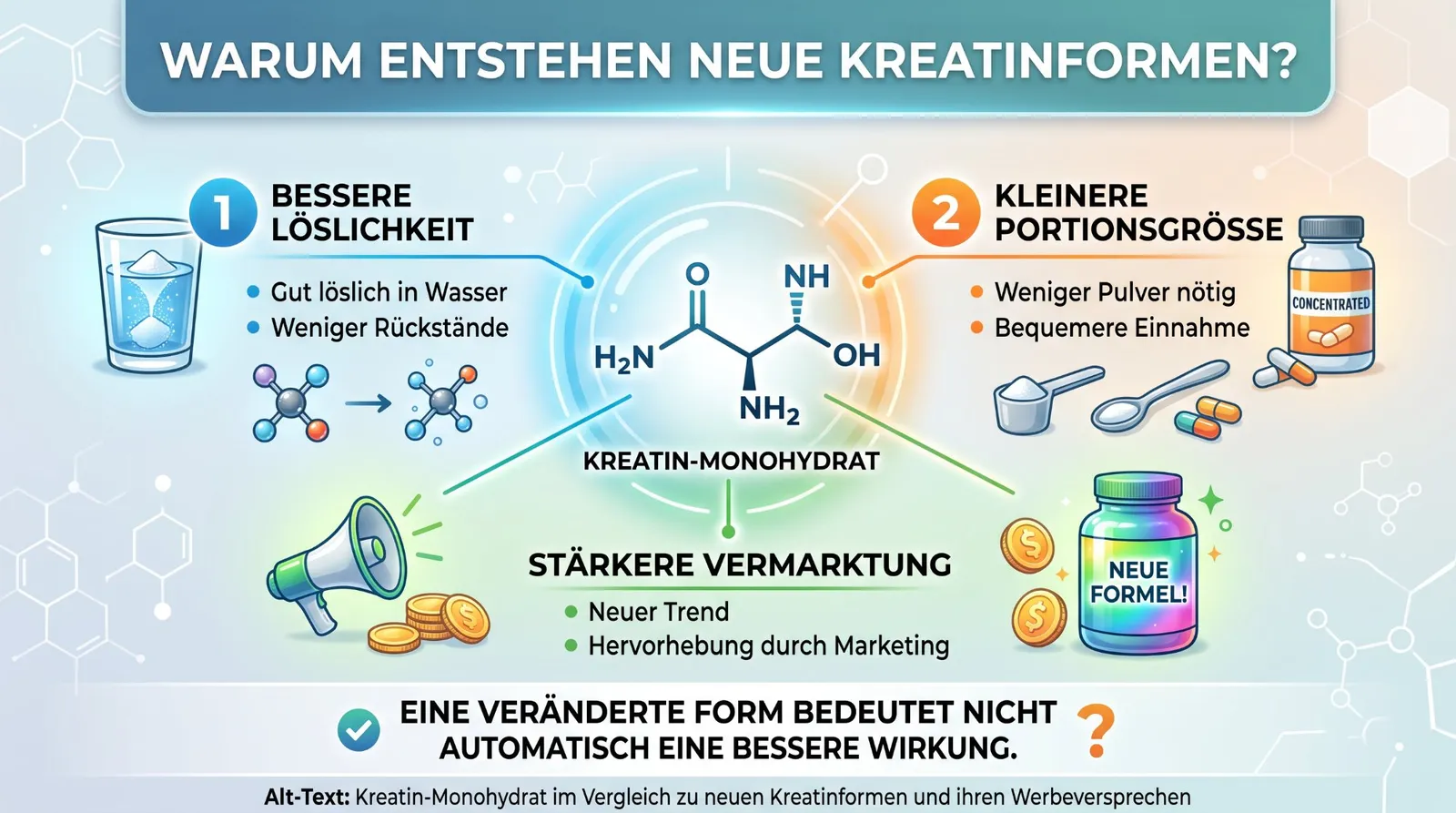 Abbildung zum Artikel: Kreatin-Monohydrat vs. andere Formen: Welche ist wirklich die beste?