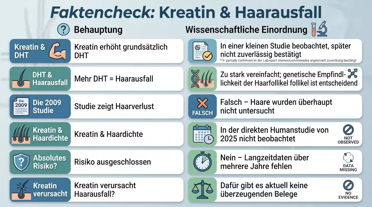 Abbildung zum Artikel: Kreatin und Haarausfall: Verursacht Kreatin wirklich Haarverlust?