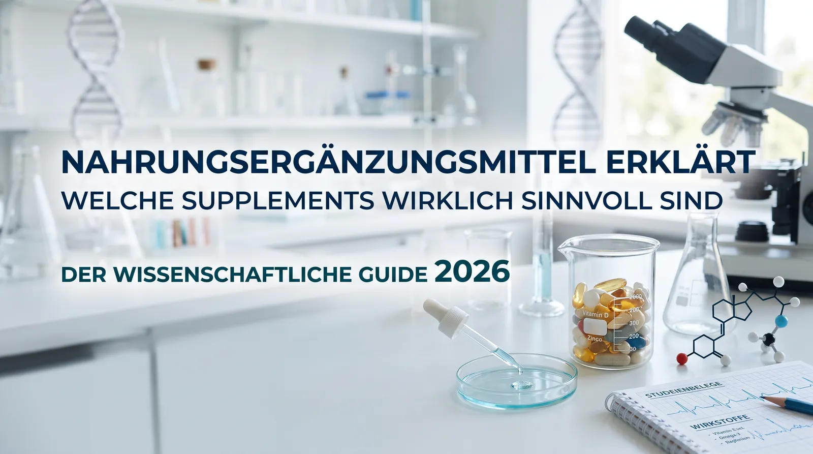 Beitragsbild: Nahrungsergänzungsmittel erklärt: Welche Supplements wirklich sinnvoll sind – Der wissenschaftliche Guide 2026