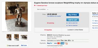 Original Mr. Olympia Trophäe für 7500 US Dollar auf Ebay zu kaufen!? Mr. Olympia Trophäe Sandow auf Ebay kaufen