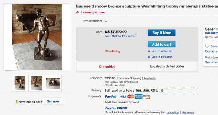 Mr. Olympia Trophäe Sandow auf Ebay kaufen