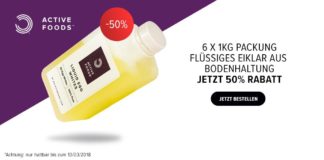 50% Rabatt auf FLÜSSIGES EIKLAR + WHEY Protein FOR FREE bei Bulk Powders!